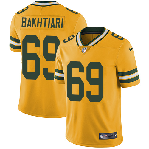 Nike Packers #69 David Bakhtiari Yellow Men's Stitched NFL Limited Rush Jersey - Click Image to Close